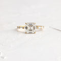 Solid Gold 3 CT Fluency Ring, Asscher Cut Diamond Moissanite