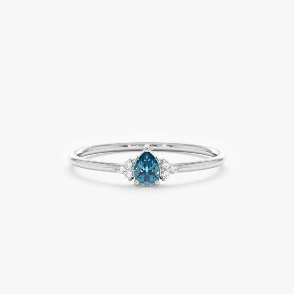 14K Solid Gold Petite London Topaz Engagement Ring