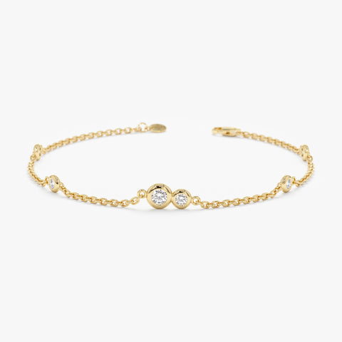 Solid Gold Diamond Station Bracelet