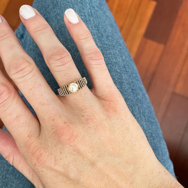 Solid Gold Natural Pearl Ring
