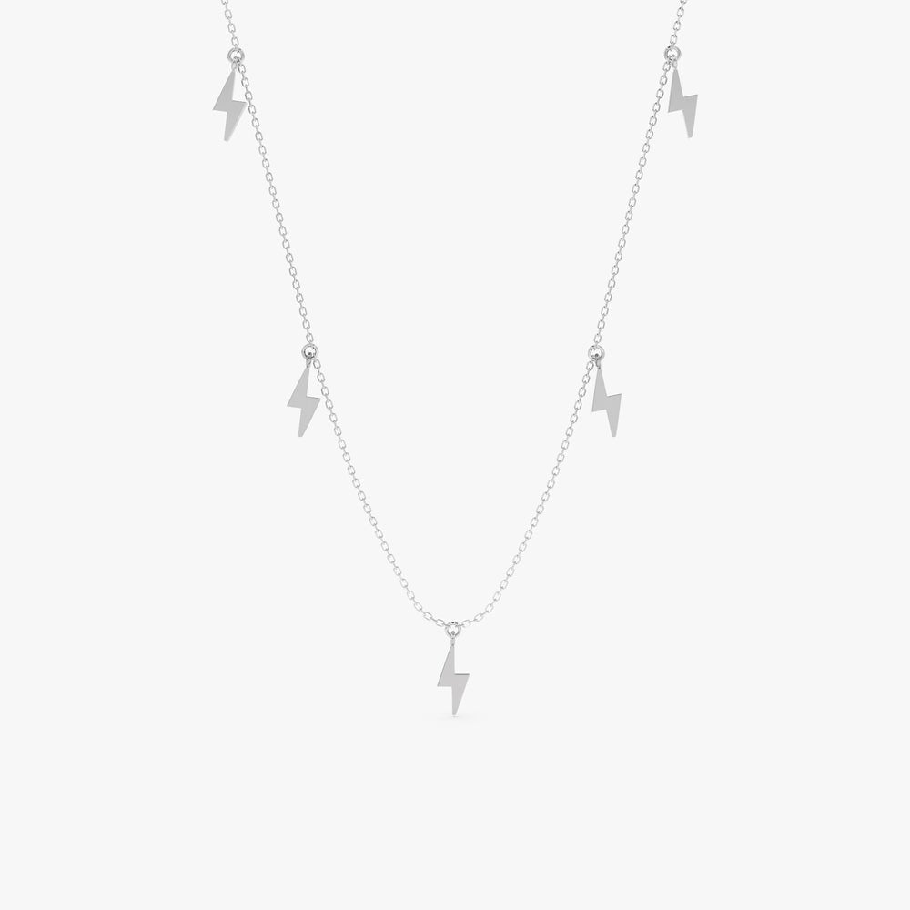 Solid Gold Lightning Bolt Drop Necklace (54FEBC)