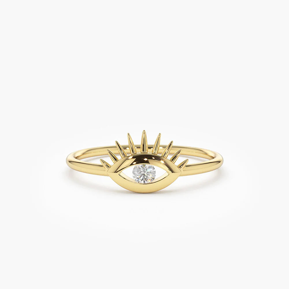 Solid Gold Diamond Evil Eye Ring