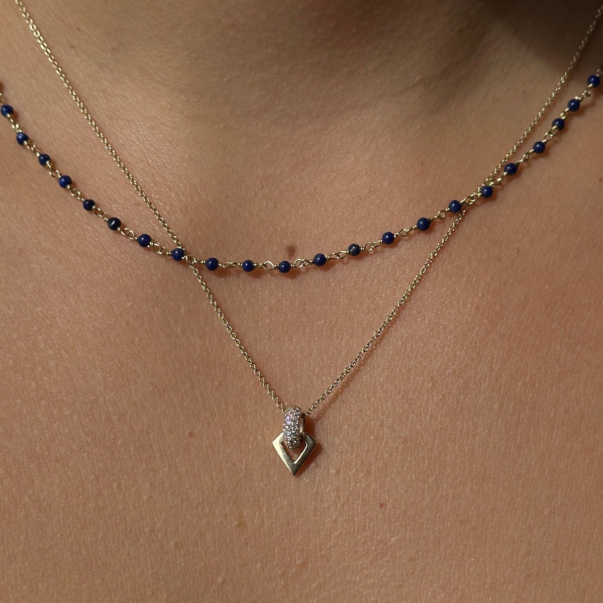 Solid Gold Diamond Shaped Necklace
