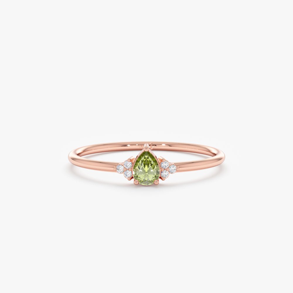 14K Solid Gold Petite Peridot Engagement Ring