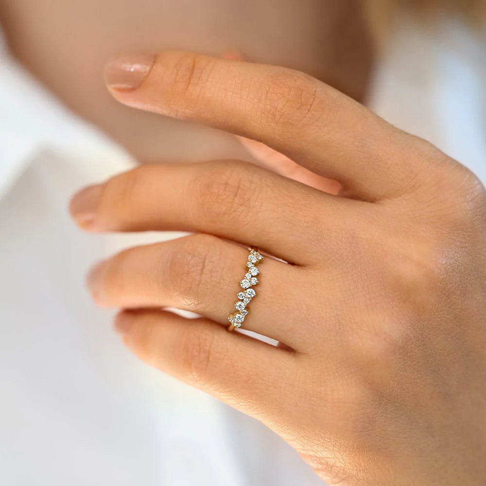 Solid Gold Diamond Statement Cluster Ring
