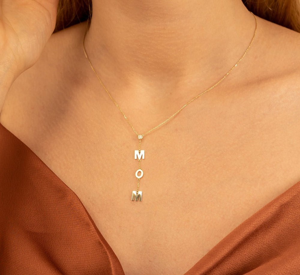 Solid Gold Personalized Single Diamond Lariat Necklace (82D8F4)