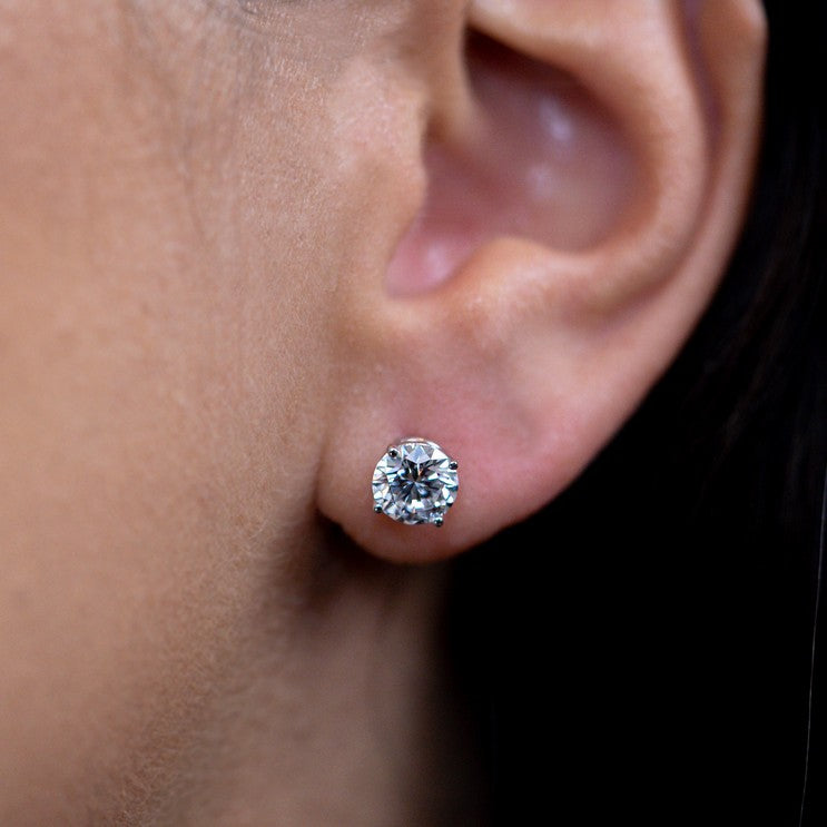 Solid Gold Lab-Created Diamond 4-Prong Stud Earrings (0A58D6)