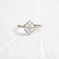 Solid Gold Threaded Ring with Halo, 1ct. Oval Cut Moissanite Diamond