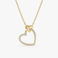 Solid Gold Heart in Heart Diamond Necklace (482A50)