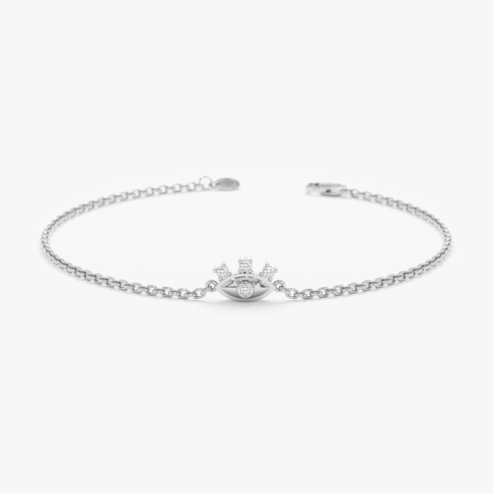 Solid Gold Dainty Diamond Eye Bracelet