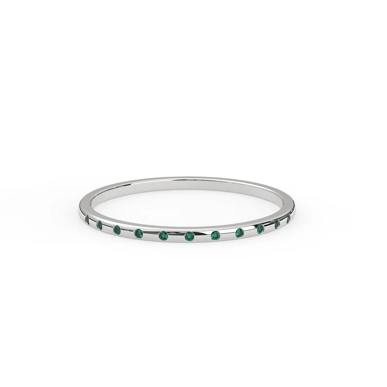 Solid Gold Natural Emerald Half Eternity Band