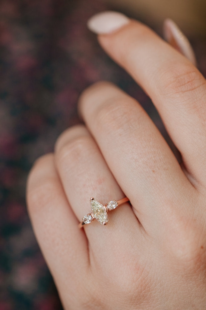Solid Gold 1.06 ct Marquise Modified Kite Shape Ring