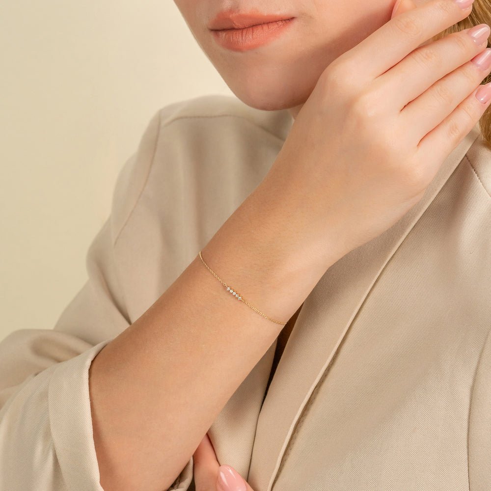 Solid Gold Diamond Bar Bracelet