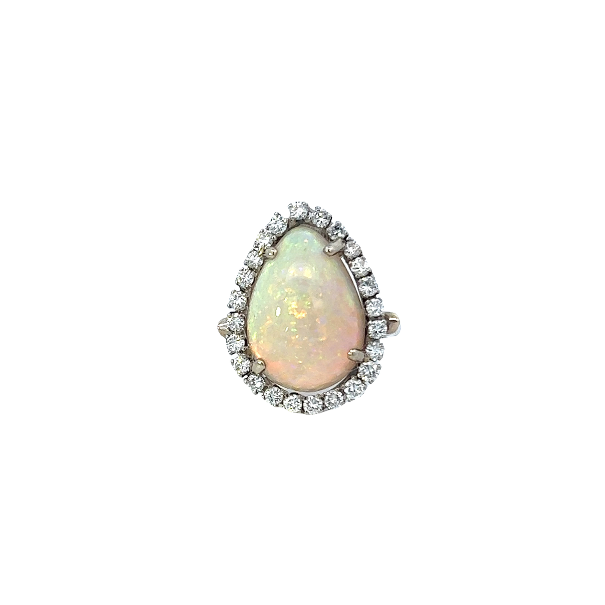 18K Solid Gold Opal Diamond Ring - Style B
