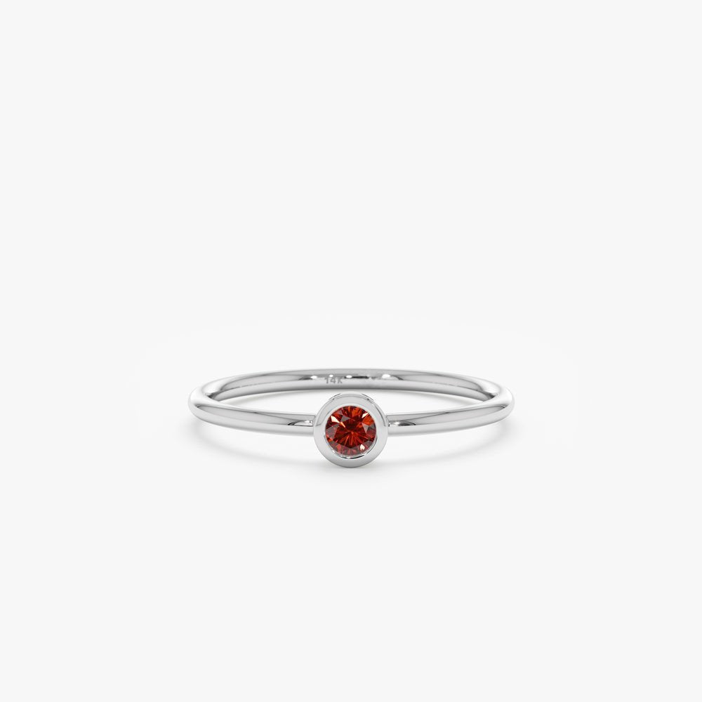 Solid Gold Natural Garnet Bezel Ring (70D135)