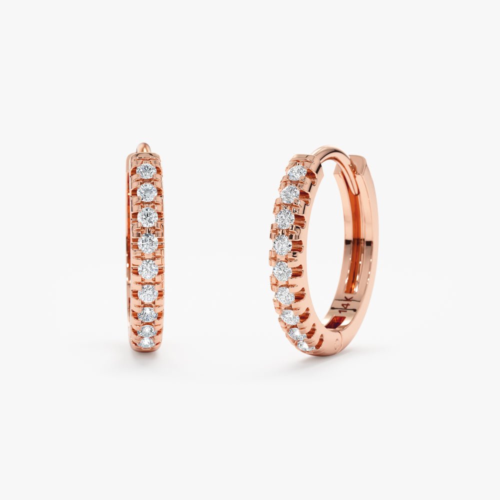 Solid Gold Small Diamond Huggies