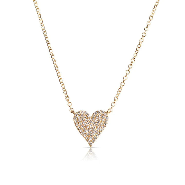 Solid Gold Mini Diamond Heart Necklace