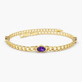 Solid Gold Cuban Link Bracelet | Bezel Setting London Blue Topaz