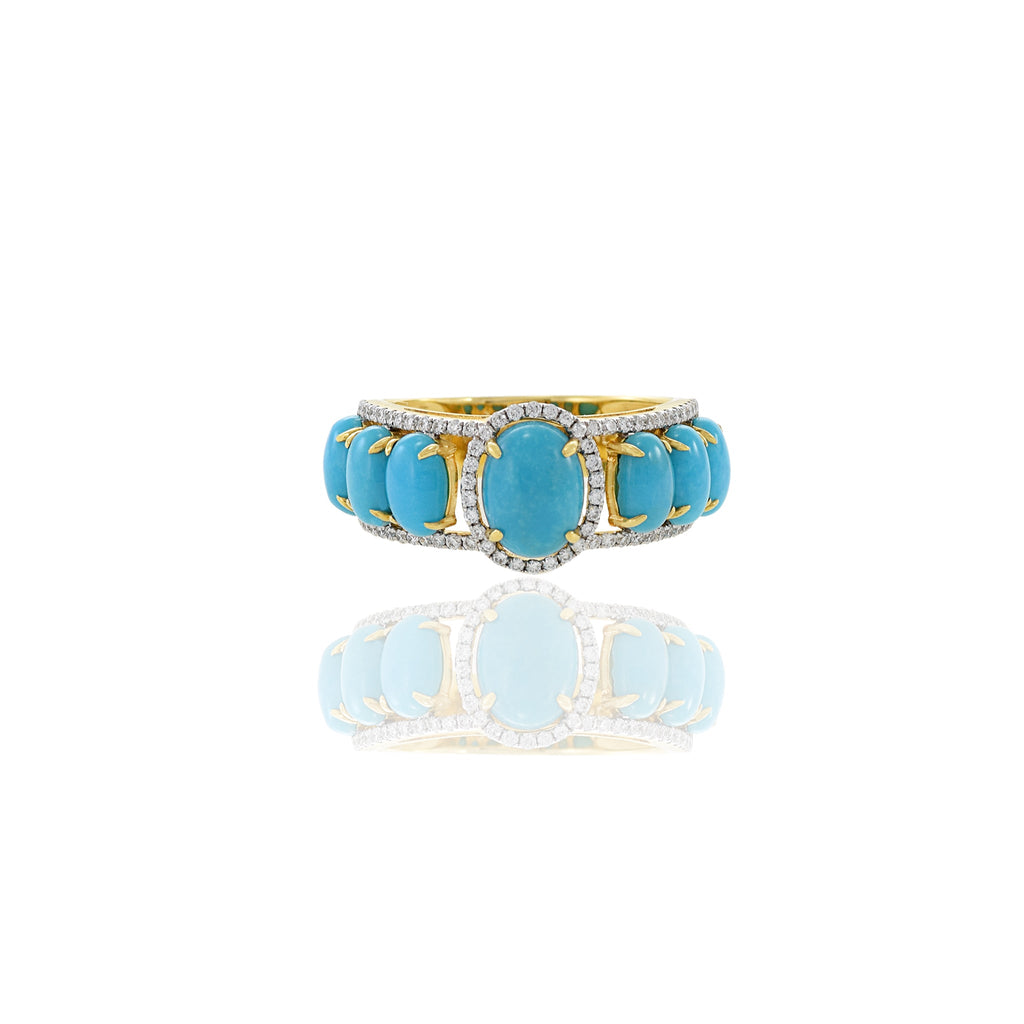 Solid Gold Turquoise and Diamond Ring (574921)