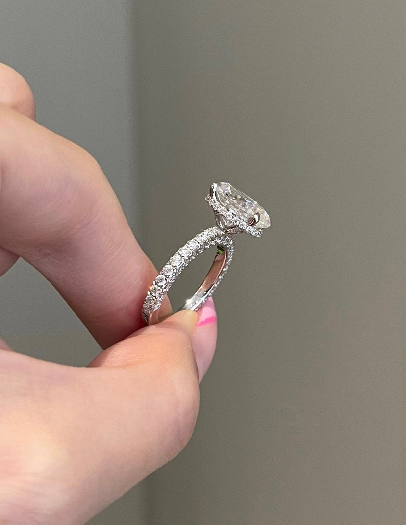 Solid Gold 4 Carat Oval Moissanite Diamond Ring