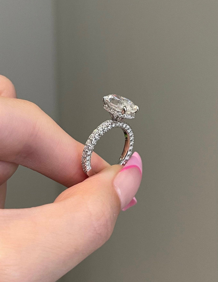 Solid Gold 4 Carat Oval Moissanite Diamond Ring
