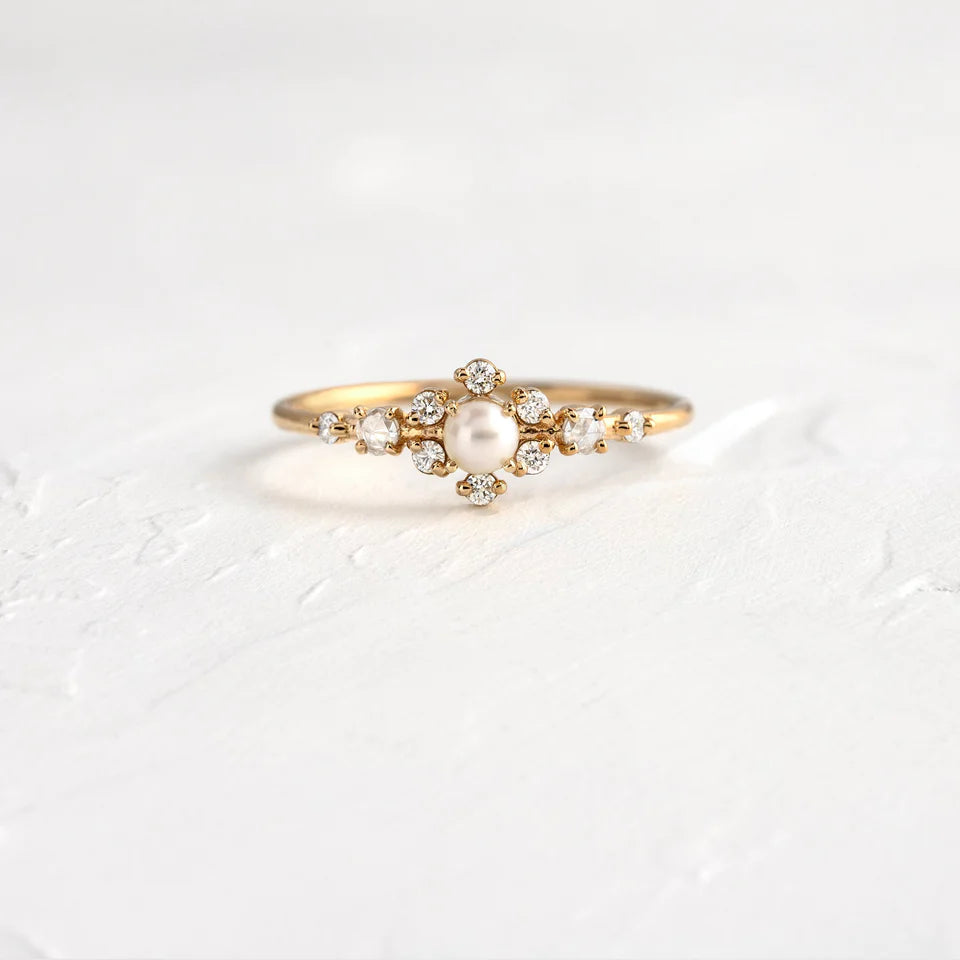 Solid Gold Pearl Siren Lab-Grown Diamond Ring