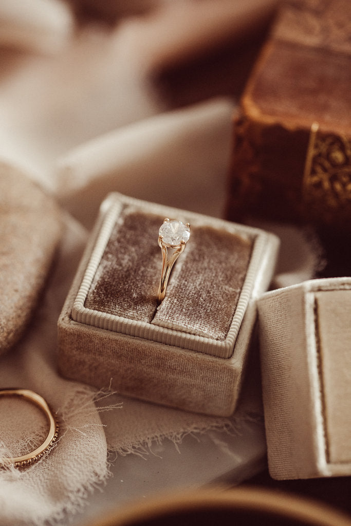 Solid Gold Lab-Grown Diamond Round 4-Prong Split Shank Solitaire Ring