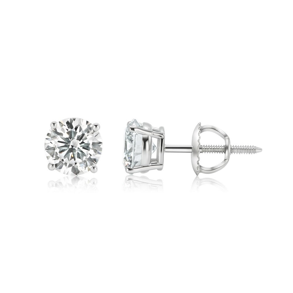 Solid Gold Lab-Created Diamond 4-Prong Stud Earrings (0A58D6)