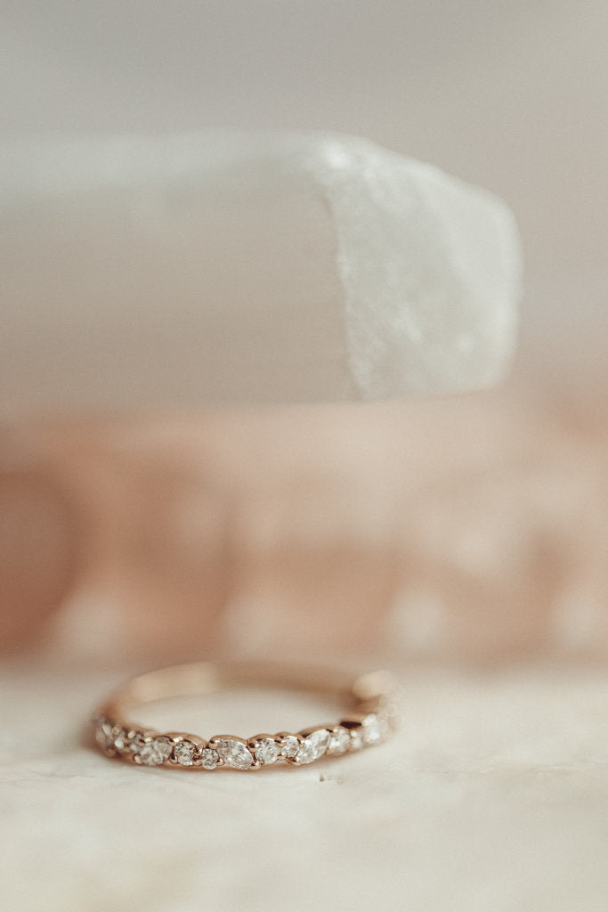 Solid Gold Natural Diamond Stack Ring for women