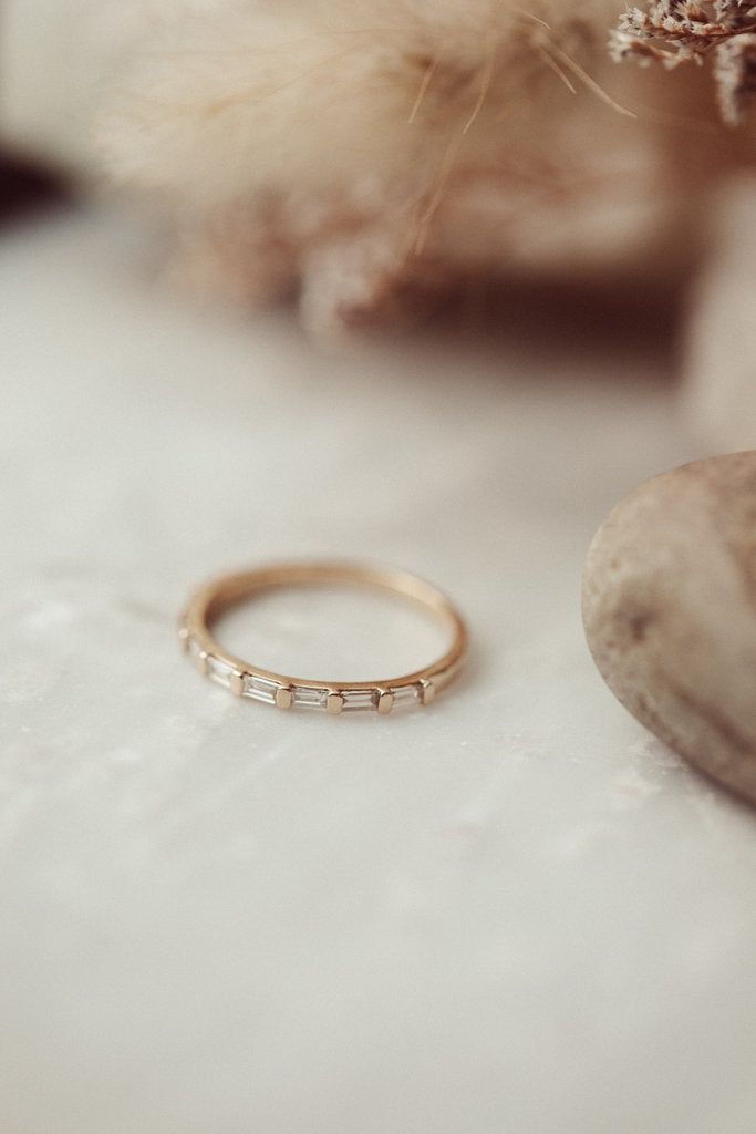 Solid Gold Horizontal Baguette Diamond Band