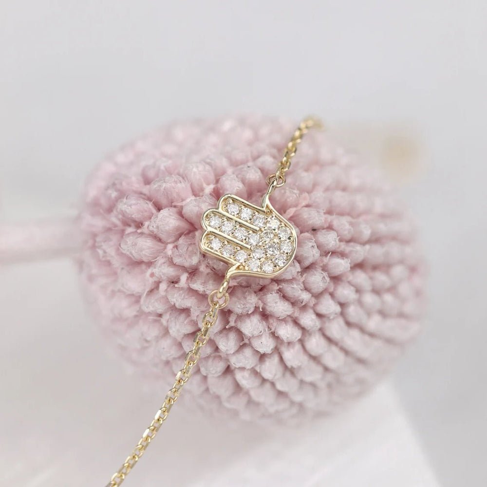 Solid Gold Diamond Hamsa Bracelet