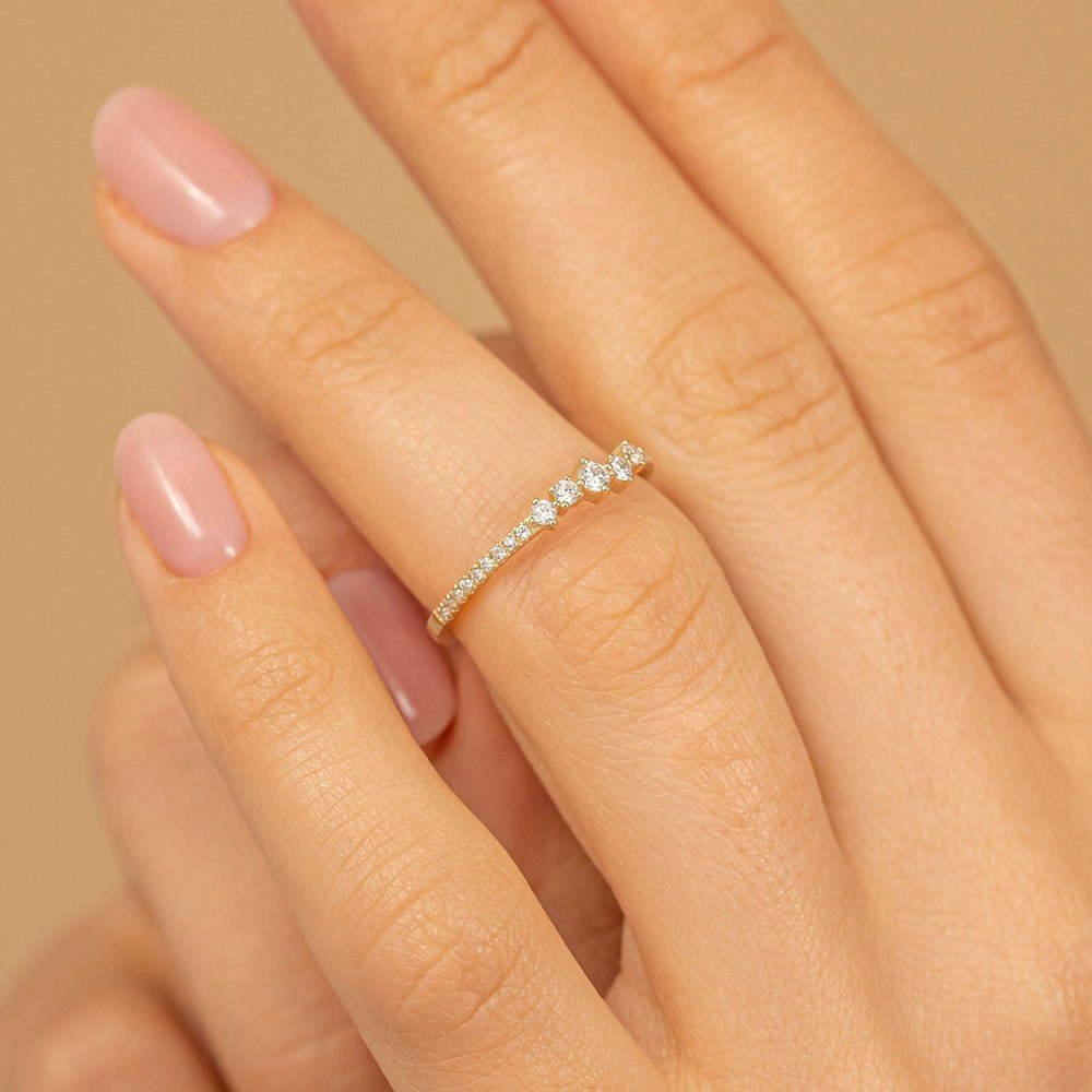 14K Solid Gold Cluster Diamond Stacking Ring