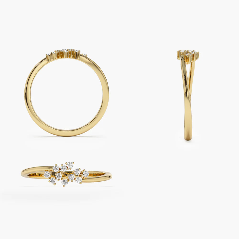 Solid Gold Mini Cluster Diamond Ring
