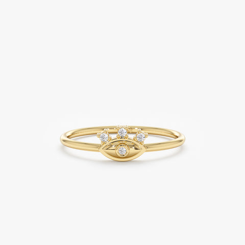 Solid Gold Diamond Evil Eye Lash Ring