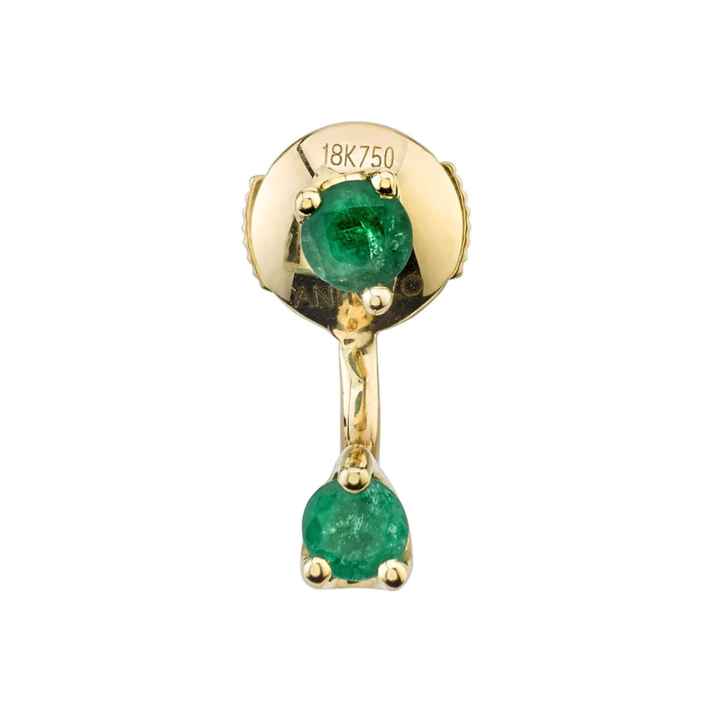 Solid Gold Emerald Orbit Earring