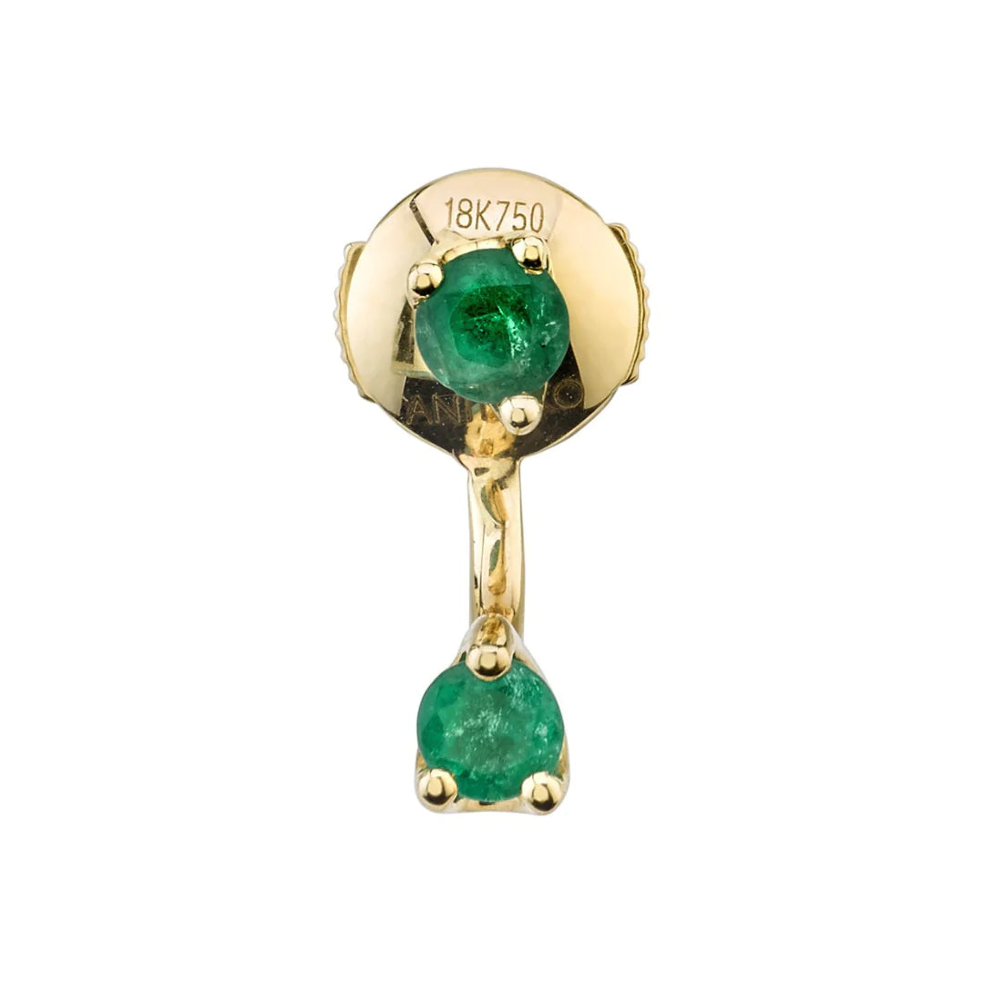 Solid Gold Emerald Orbit Earring