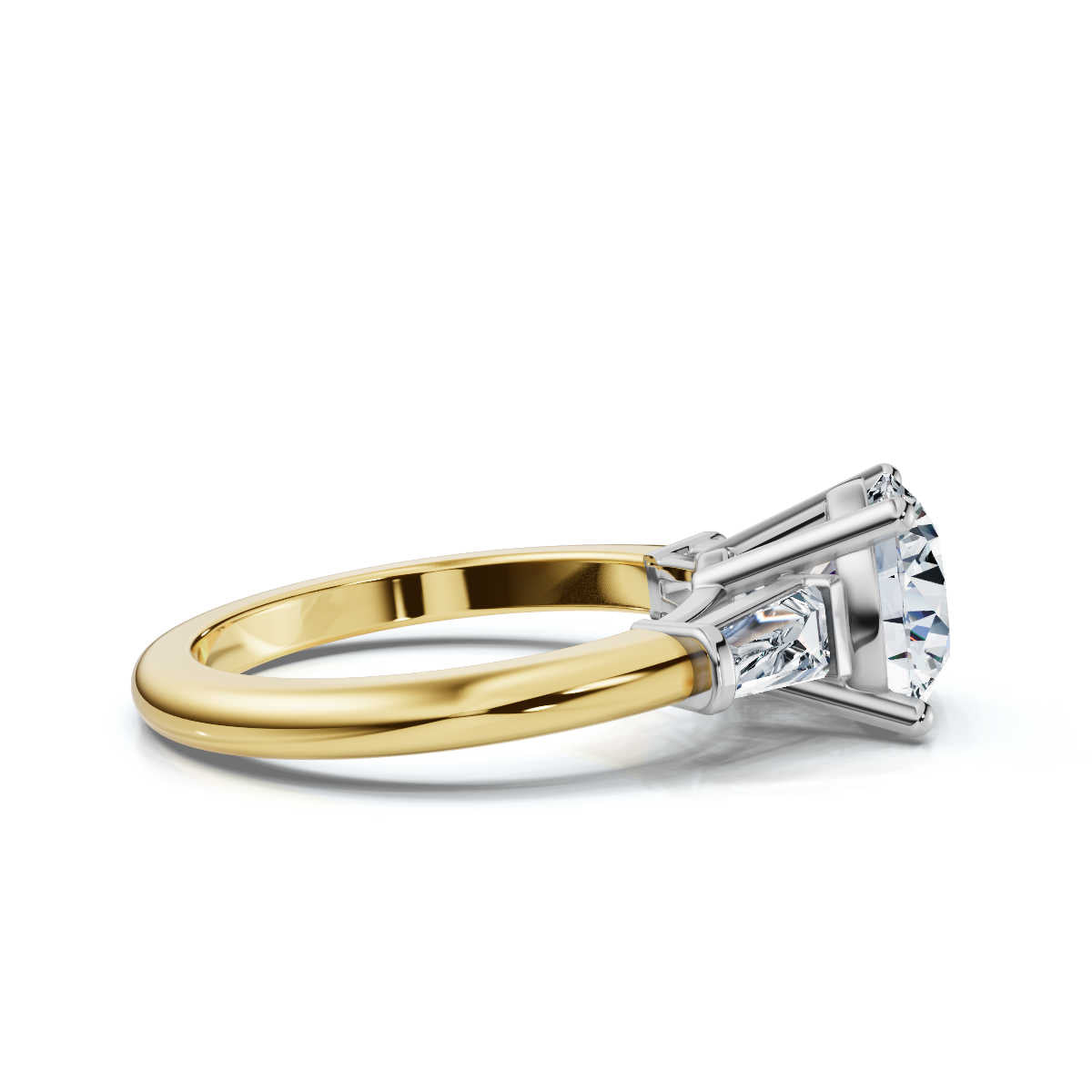 Solid Gold 2 CT Three Stone Tapered Baguette Lab Grown Diamond