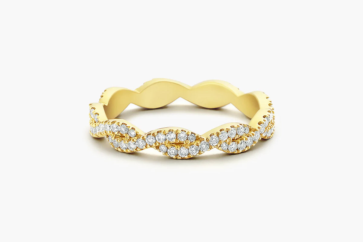 Solid Gold Infinity Diamond Eternity Wedding Band