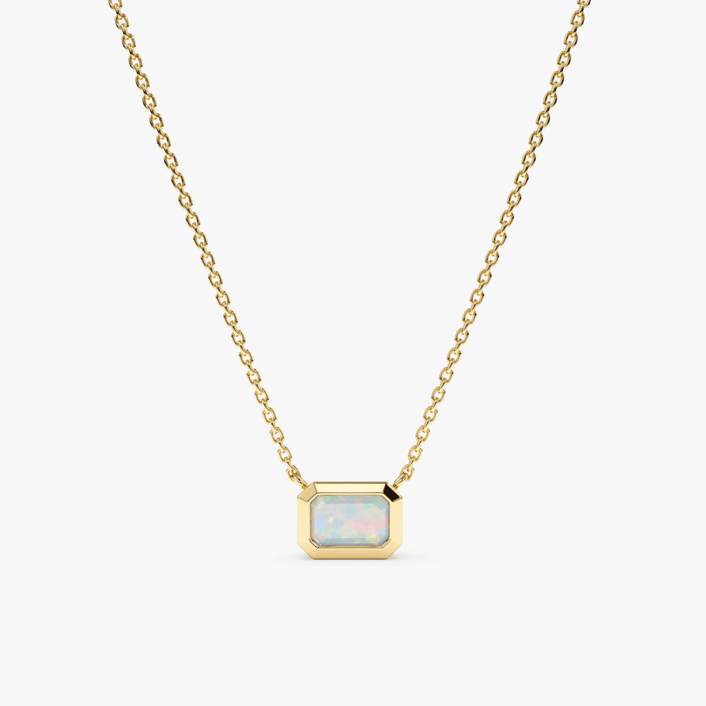 Solid Gold Opal Necklace (B4A1AC)