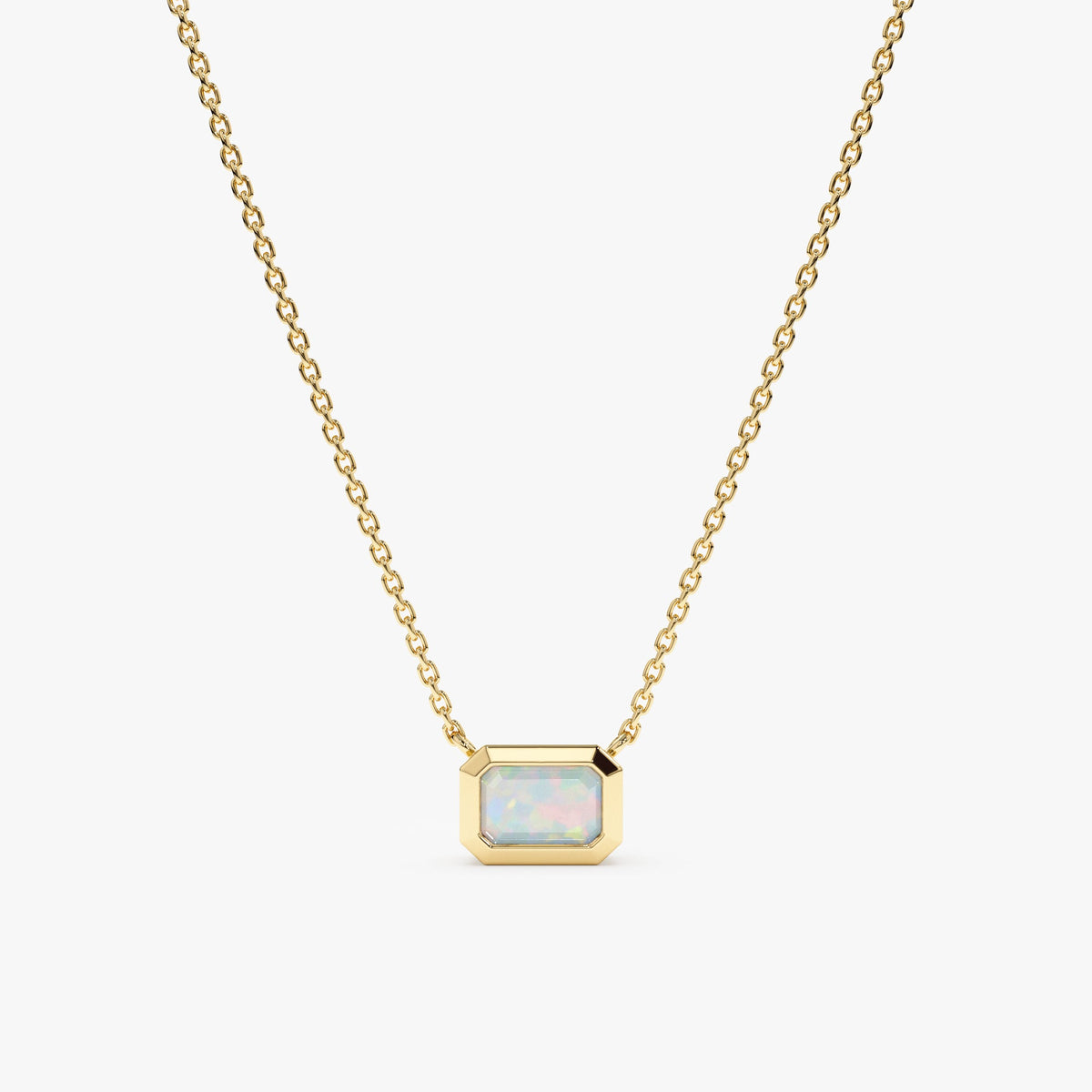 Solid Gold Opal Necklace (B4A1AC)