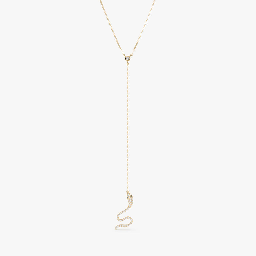 Solid Gold Diamond Snake Lariat Necklace (5D03C2)