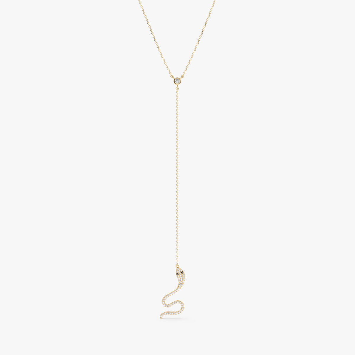 Solid Gold Diamond Snake Lariat Necklace (5D03C2)