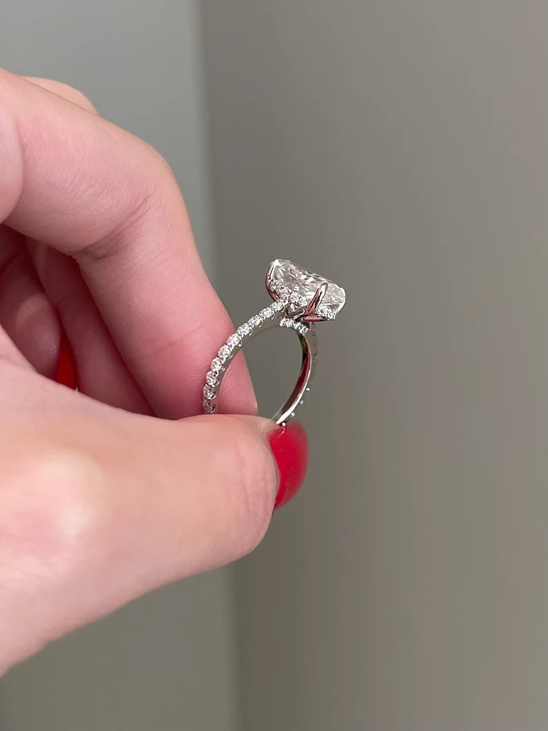 Solid Gold 4 Carat Marquise Cut Moissanite Engagement Ring (29C337)