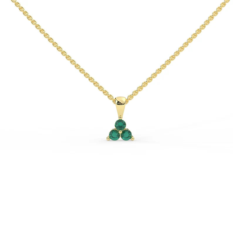 Solid Gold Triangle Shape Emerald Pendant