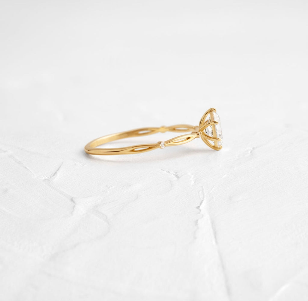 Solid Gold Hillside Ring, 0.5ct. Oval Cut Diamond