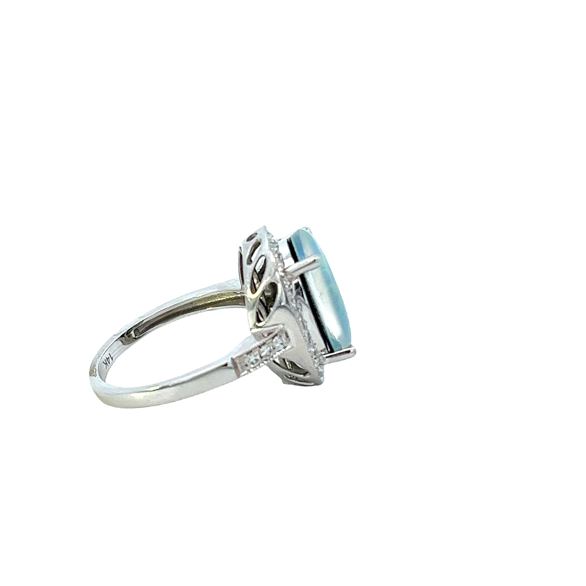 Solid Gold Opal And Diamond Ring (6B1BC0)