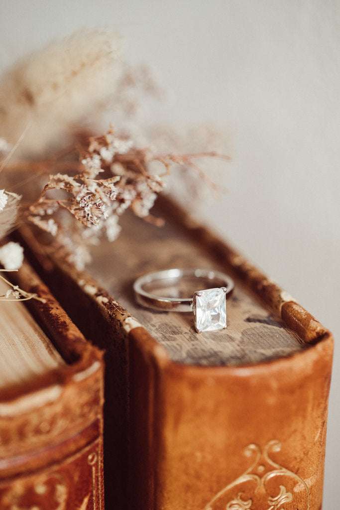 Solid Gold Lab-Grown Diamond Emerald Cut 4-Prong Thick Solitaire Ring