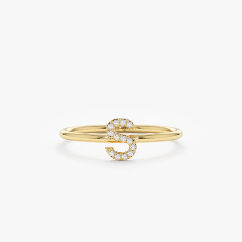 Solid Gold Mini Diamond Initial Ring