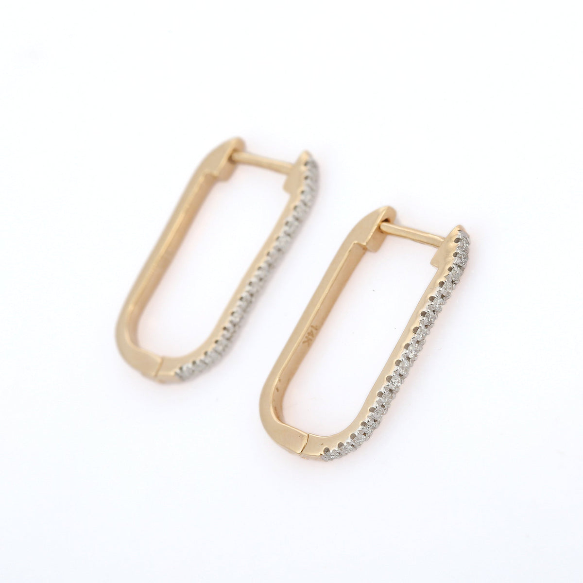 Solid Gold Designer Diamond Hoop Earrings