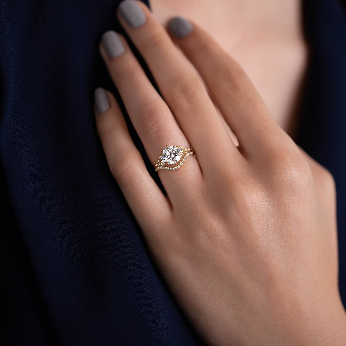 Solid Gold Custom Curved Wish Stacking Band